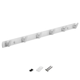Fecraf Coat Rack Hooks White, Heavy Duty Wall Mounted 21.25-inch, 6 Hooks White Wall Hanger Hanging Hooks for Wall, Modern Hook Rack for Hat Purse Towel Bathroom, Solid Aluminum