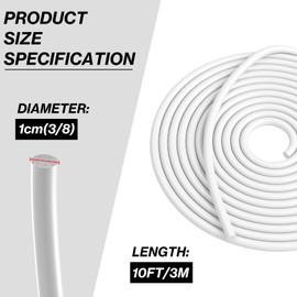 10FT Backer Rod 3/8 Inch Diameter Rubber Caulk Concrete Expansion Joint Filler White Saver Weather Strip Seal for Gaps and Joints Concrete Filling (3/8 Inch x 10FT)