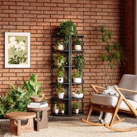 LITTLE TREE 66.9" Corner Shelf Stand, Ladder Etagere Display Bookshelf, 5-Tier Freestanding Shelves for Small Spaces, Living Room, Bedroom, Bathroom