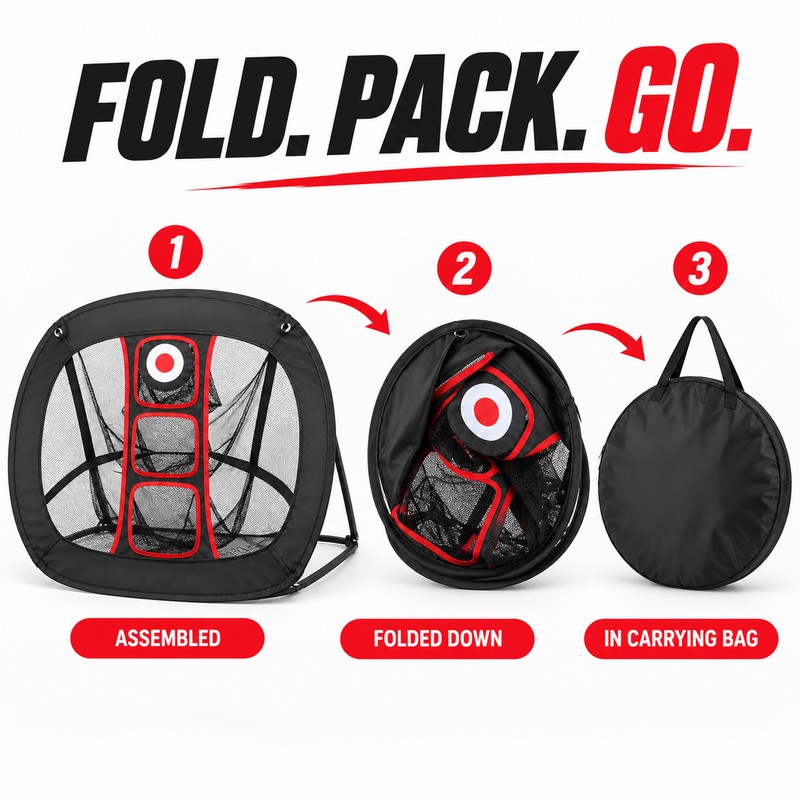 Portable Golf Chipping Practice Net with 3 Target Pockets –