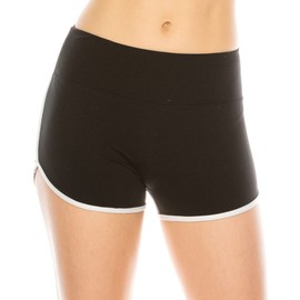 ALWAYS - Pantalones cortos para mujer - Pantalones cortos de tiro alto súper suaves con delfín, Sbsl166 / Black White, X-Large