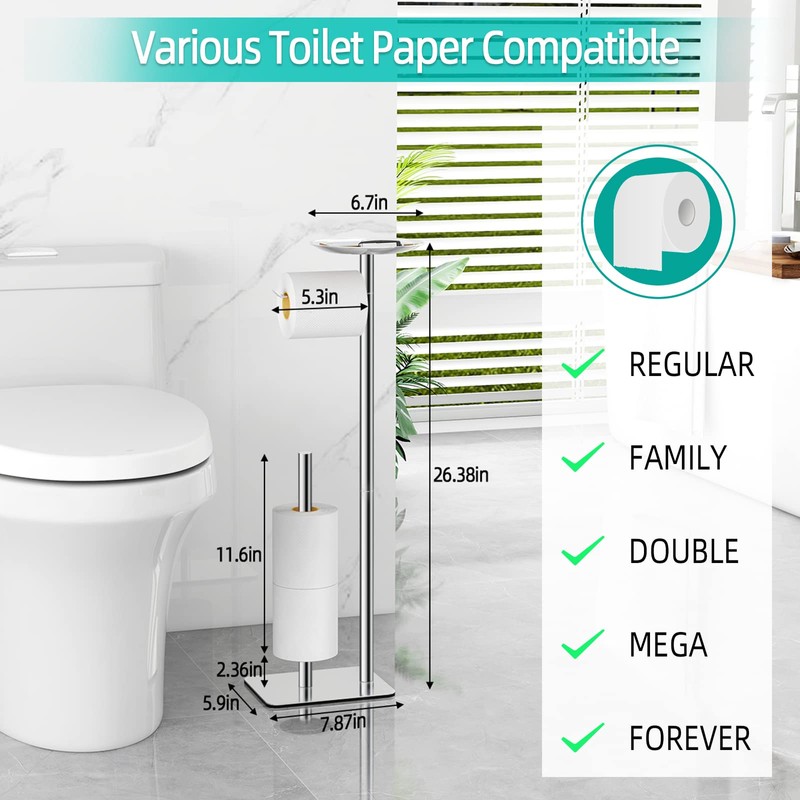 FEILERN Toilet Paper Holder Stand for Bathroom Floor Standing Toilet