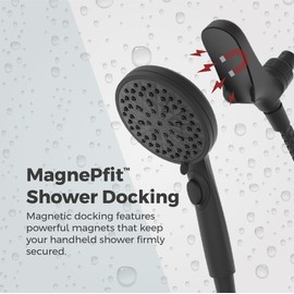 Pfister HydroFuse Handheld Shower Head, Hose Included, Magnetic Docking, 6-Function, 2.5 GPM, Spot Defense Matte Black Finish, 016HFM01SDB