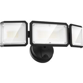 LEPOWER 42W Flood Lights Outdoor - 4200LM Bright LED Security Lights Outdoor with 3 Heads, Switch Controlled Exterior Flood Light & 220° Wide Angle, IP65 Waterproof for Garage, Yard, Porch (Black)
