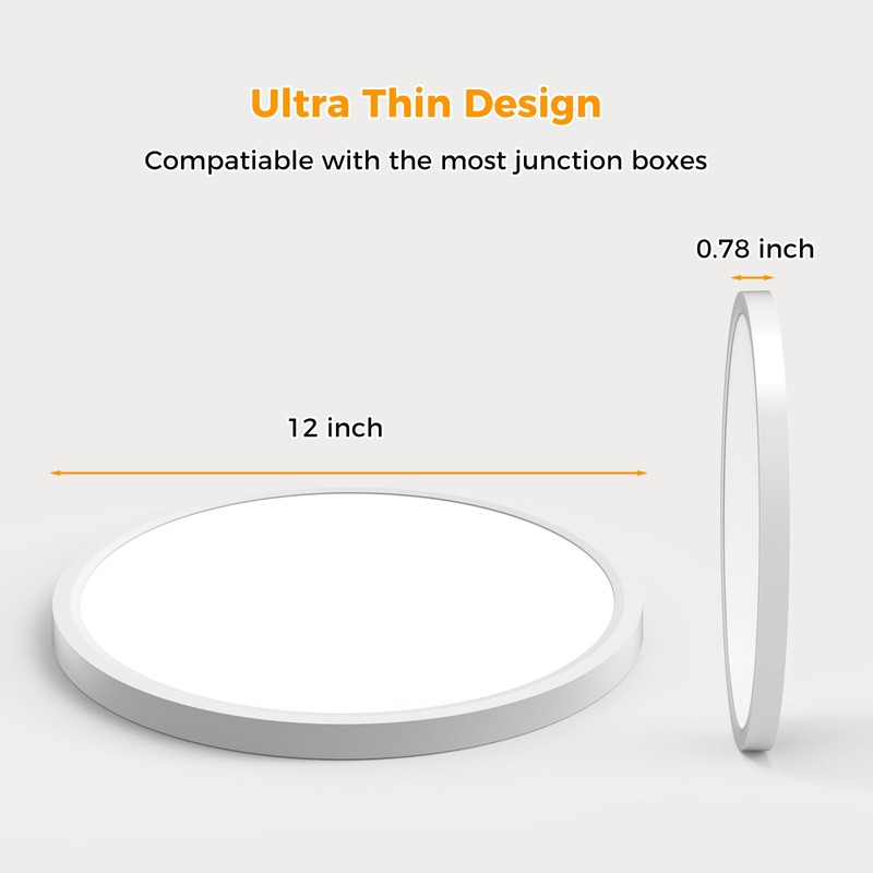 6 Pack 12inch Flush Mount LED Ceiling Light,2700K-6500K 5 Color