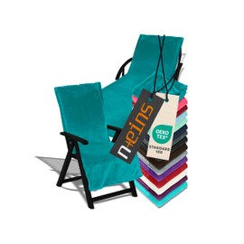 npluseins Cushion for Garden Furniture - Protective Cover with Hood - Fleece 1521.2199, Garden Lounger Approx. 70 x 200 cm, Petrol