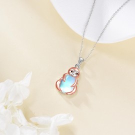 YFN Faultier Halskette Sterling Silber Mondstein Faultier Anhänger Schmuck Tier Geschenke für Damen