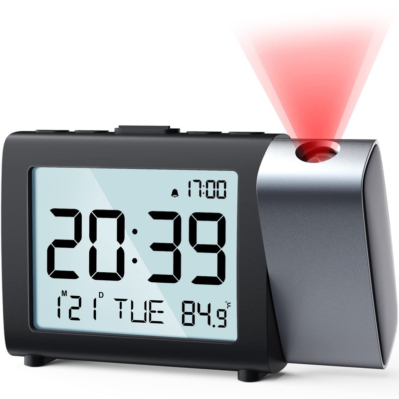 MeesMeek Projection Alarm Clock for Bedroom: Digital LCD Clock with