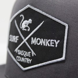 Snapback Cap for Men - Surf Monkey Patch Front - Flat Peak - Textured Snapback Design with 5 Panels - Snapback Closure in Retro Style, gray