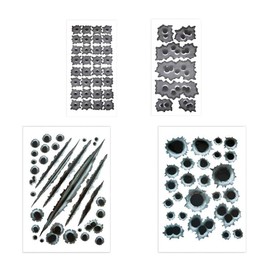 NA 4 Pcs 96-Hole 3D Bullet Hole Car Stickers Guns Bullet Hole Stickers Bullet Waterproof Vinyl Decals for All Cars Vinyl Bumper Decal