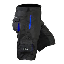 Mens Cycling MTB Shorts Baggy Style Multi Pockets Downhill Mountain Biking Team Bicycle Shorts Free Detachable Padded Liner (UK, Alpha, M, Regular, Regular, Black-Blue)