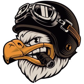 BIKERSTUFFUS AMERICAN EAGLE WITH BIKER HELMET HELMET STICKER BUMPER STICKER / TOOLBOX STICKER