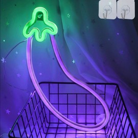 ENUOLI Eggplant Neon Signs,LED Purple Eggplant Neon Light 13.8"x5.1" inch LED Neon Lights for Wall Decor,USB/Battery Powered Night Lamps Light Up Signs for Bedroom,Party, Living Room,Home Decor