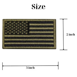Green Tactical Patches of US American Flag 2 Pcs Hook and Loop Patches Fastener Sew On Green Embroidered Flag Patch Applique for Backpacks Caps Hats Jackets Pants Rectang Military Army Uniform Emblem