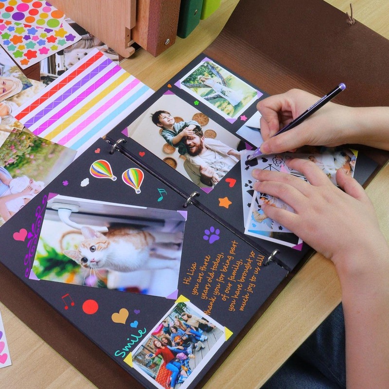 ZEEYUAN Photo Album DIY Vintage Photo Book for Gluing Black