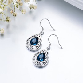 Flpruy Cute Animal Earrings Silver 925 Women's Hanging Leverback Earrings Jewellery Birthday Gifts for Her Girls Mother Ladies, Sterling Silver, Crystal