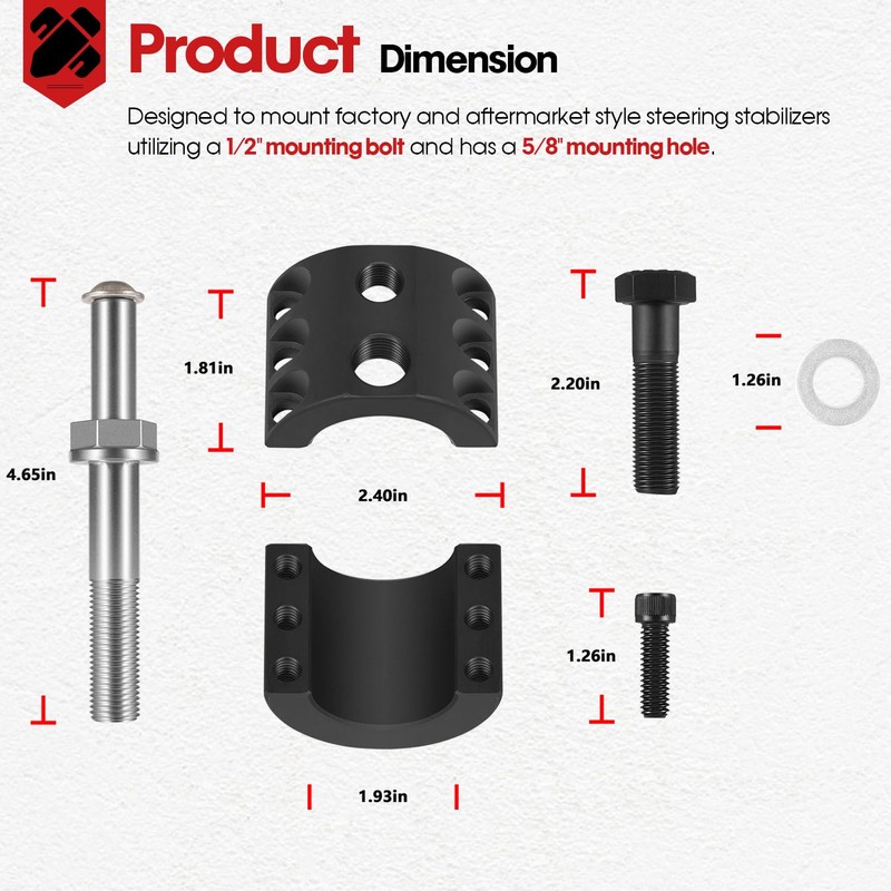 Upgraded Steering Stabilizer Tie Rod Clamp (1-1/2" OD Tube) with