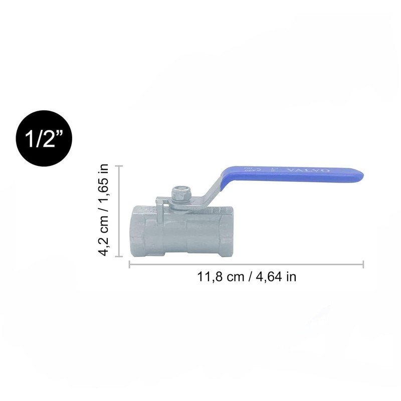 Kugelhahn, Innengewinde, 1/2" Mini kugelhahn aus Edelstahl 304 mit Hebelgriff,