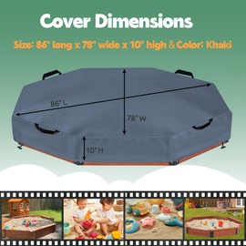 DUSTYPROTE Octagon Sandboxes Cover 420D Heavy Duty Children's Sandbox Protection,Outdoor Garden Outdoor Octagon Sand Box Cover (Grey 84" X 78" X 9")