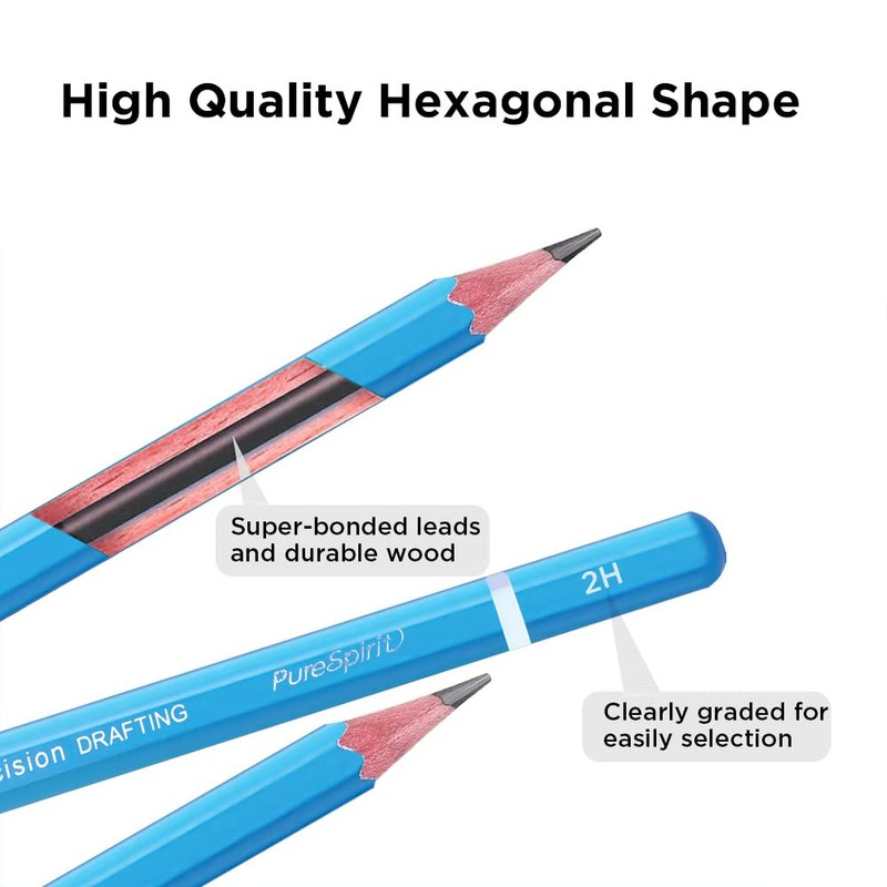 Pack of 12 Professional Drawing Pencils - 2H Hardness Medium