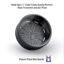 KITOSUN WatcHMD Charcoal Heat Management Device Stainless Steel HMD Coals Holders Tray, Easy Hold 3 Pieces 26 MM Coconut Charcoals Cubes (OwatcHMD-Gun)