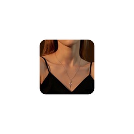 Yienate Vintage Cross Choker Necklace Chain Rose Gold Sword Cross Pendant Necklace Dagger Pendant Necklace Rock Statement Crucifix Pendant Necklace Charm Jewellery Gift for Women Girls
