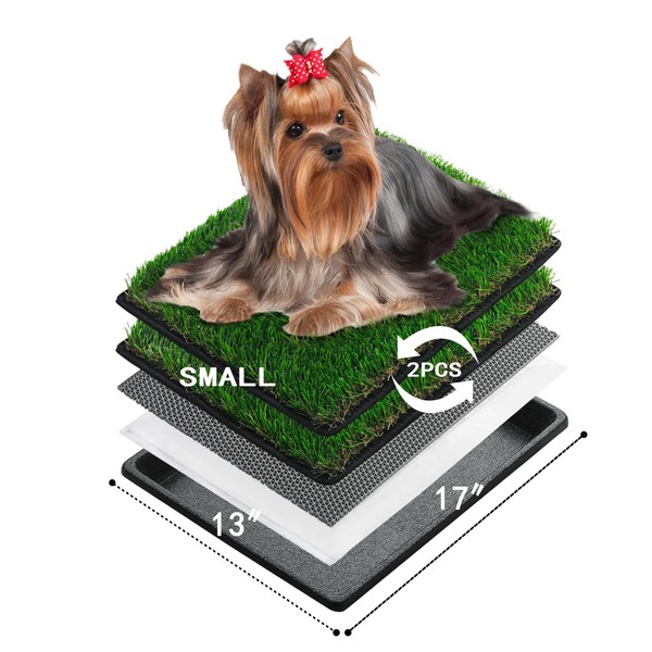 MEEXPAWS Dog Grass Pee Pads for Dogs with Tray, Small