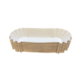 bark and lindy Paper Hot Dog Tray Heavy Weight Fluted White Paper 6" (50)