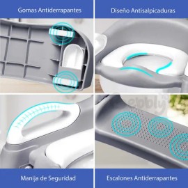 Bebbly Baño Entrenador Plegable Para Bebé, Asiento Ergonómico Infantil Resistente Para Taza De Baño Con Escalera Antideslizante, Fácil De Guardar, Para Niños De 2 a 5 Años