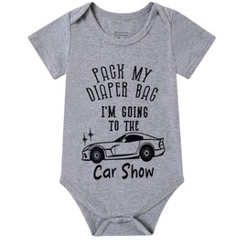 Lovefairy Baby Outfits Newborn Boys Girls Bodysuits Unisex Short Sleeve Clothes Funny Romper Pack My Diaper Bag I'm Going to the Car Show 6-12 Months