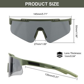 ToopMount Sports Glasses, Anti-Fog Tactical Shooting Glasses with 3 Interchangeable Lenses, UV400 Protection, Airsoft Glasses, Glasses for Men and Women, Cycling, Hiking, Running (Green Frame)