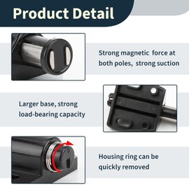 6 Packs Magnetic Pressure Touch Release Catches, Magnetic Push to Open Latch Door Catches, 34mm Pressure Touch Release Latch for Kitchen, Bathroom, Office Cabinets, Handle Free, with 30 Screws, Black