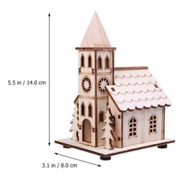 Alipis Christmas Wooden Village House, LED Light Up Wood Church Unfinished Mini House Decoration DIY Craft Supplies Party Favors Xmas Ornaments for Table, Centerpiece, Xmas Tree