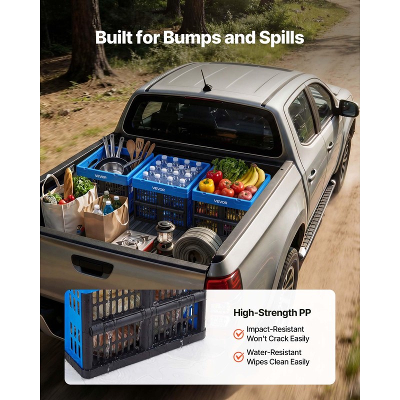 VEVOR Plastic Collapsible Storage Bins, 25L 3 Packs, Stackable Folding