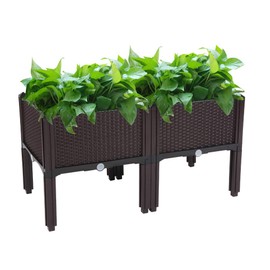 Depointer Set of 2 Raised Garden Bed for Vegetables Elevated Planter Box with Legs Outdoor Patio Flower Herb Container Gardening