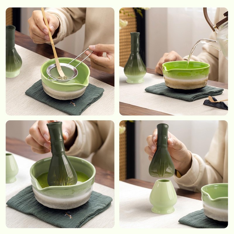 Matcha Set 4 Pieces Japanese Ceremony Resin Matcha Whisk Bamboo