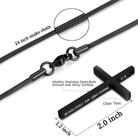 YOUFENG Cross Necklace for Men Baseball Pendant I CAN DO ALL THINGS STRENGTH Bible Verse Stainless Steel Necklace (Bible black cross)