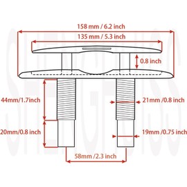 SHENGHUISS Boat Cleats Pull Up Boat Cleat 316 Stainless Steel Pop Up Cleat Heavy Duty Flush Mount Retractable Cleat with Backing Plate and Lock Nuts 6 inch 1 Pack