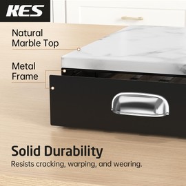 KES Natural Marble Top Coffee Pod Holder Drawer, Adjustable Metal Coffee Pod Organizer Fit All Pods Size (Nespresso Vertuo, K-cup, Nespresso Origin Capsules), 40/52Pcs Capacity, Black, KCPH503-BK