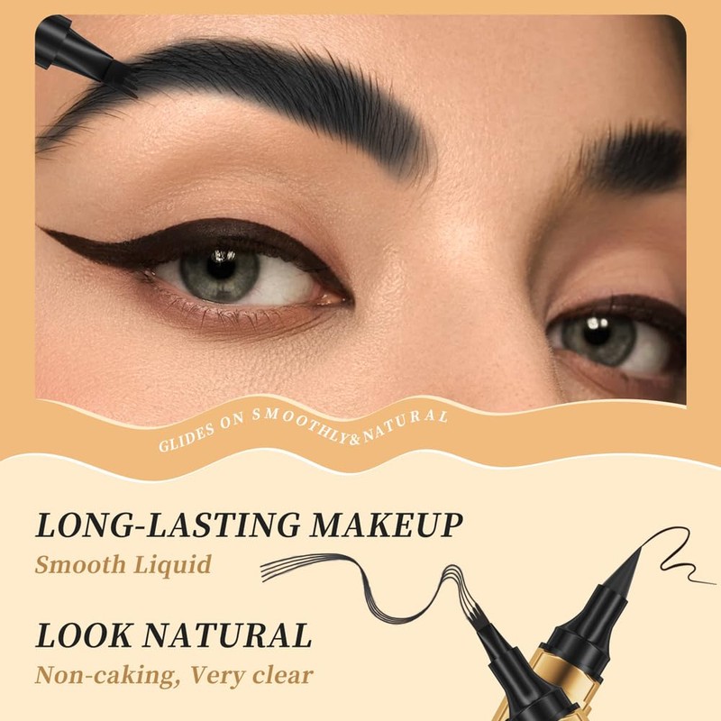 TOEECY Eyebrow Pencil, 2-in-1 Liquid Eyebrow Pencil, Eyeliner with Double