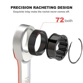 12Piece Ratcheting Wrench Set | Metric | Ratchet Combination Wrenches Set With Organizer| 72-Teeth | Chrome Vanadium Steel | 8-19 _x0008_mm Heavy Duty Hardware, car repair tool