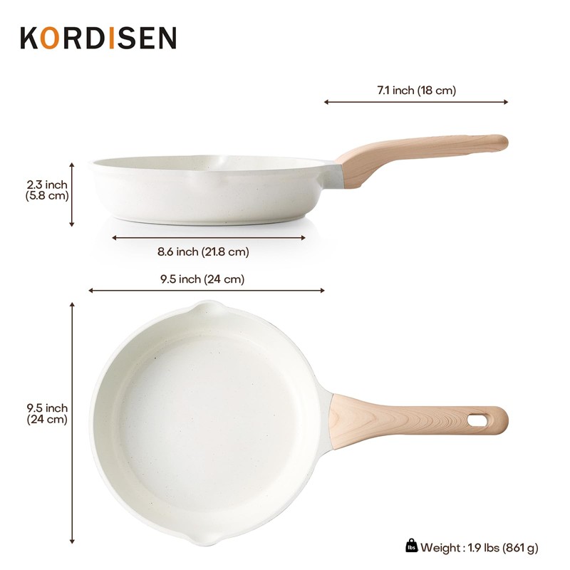 Kordisen Ceramic Non Stick Frying Pans Skillet, 9.5 Inch Ceramic