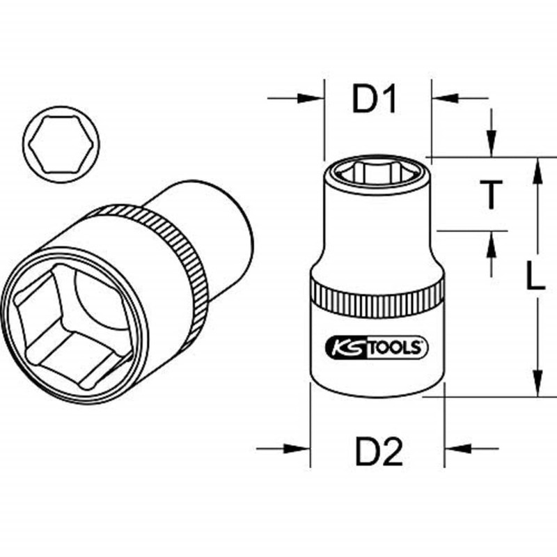 KS Tools 1/2' Classic Sechskant-Stecknuss, 13mm
