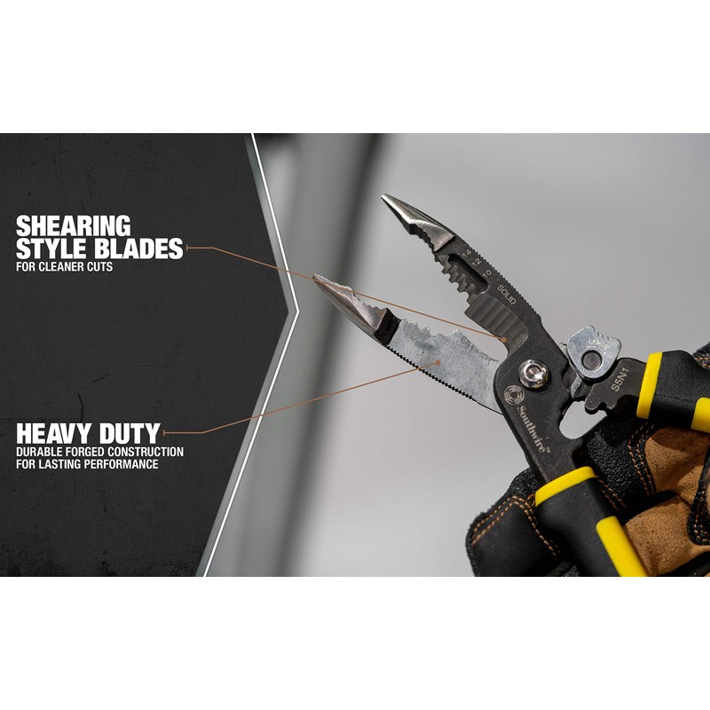 Southwire 58993940 S5N1 5-in-1 Long Nose Multi-Tool Pliers; Black/Yellow