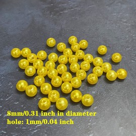 Pearl Beads,300 Pcs Craft Beads Loose Pearls 8mm Round Spacer Beads for Earring Bracelet Necklace Key Chains Jewelry DIY Craft Making,Decoration and Vase Filler (8mm, Gold Yellow)
