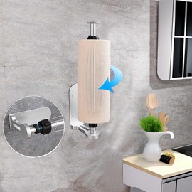 Drilled or Self Adhesive for Kitchen BathroomWall Mounted Paper Towel Holder with Damping Effect for Kitchen Bathroom Living Room and Toilet,SUS304 Stainless Steel Material(Silver)
