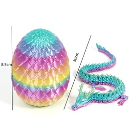 FOLANDO 3D Printed Dragon in Egg, 3D Dragons Eggs with Dragon inside 30cm 3D Print Dragonfigurine Full Motion Flexible Joints Home Desk Office Decoration Dragonornament (Rainbow color)