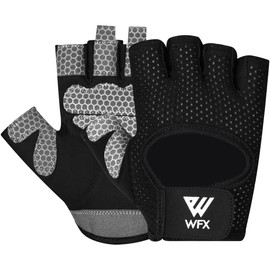 WFX Cycling Gloves, Mountain Bike Gloves, Shock Absorbing Pad, Breathable Half Finger Cycling Gloves for Men and Women, Size L, Black