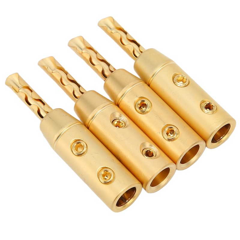 4pcs BFA Banana Plug Brass Gold Plated Open Screw Speaker