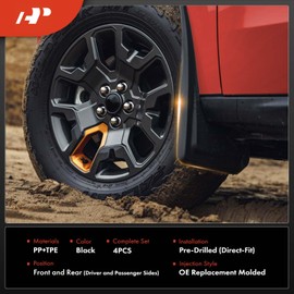 A-Premium Set of 4 Mud Flaps Splash Guards Mudguards Mudflaps with Hardware Kits Compatible with Hyundai Kona 2024-2025 Front and Rear (Driver & Passenger Side)